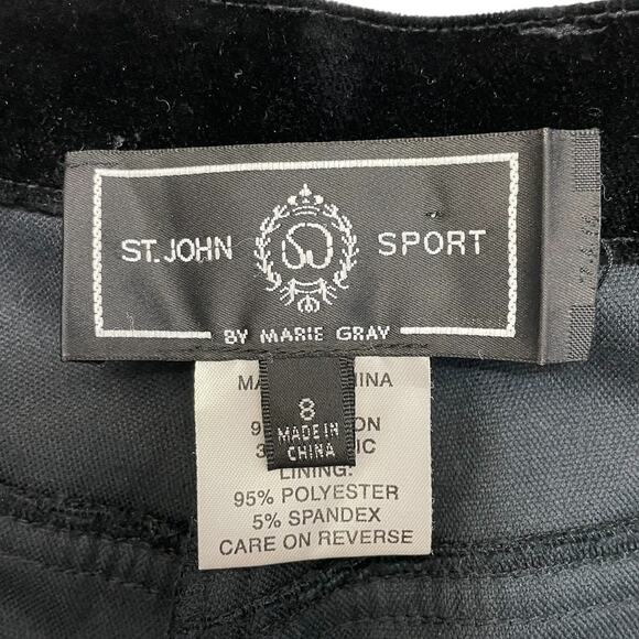 St. John Sport by Marie Gray High Rise Straight Leg Velvet Pants Black Size 8 - Picture 5 of 12